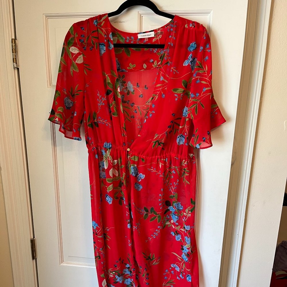 Calvin Klein Summer Floral Wrap - L